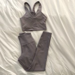 Alo Lavender Smoke XS real bra tank & leggings